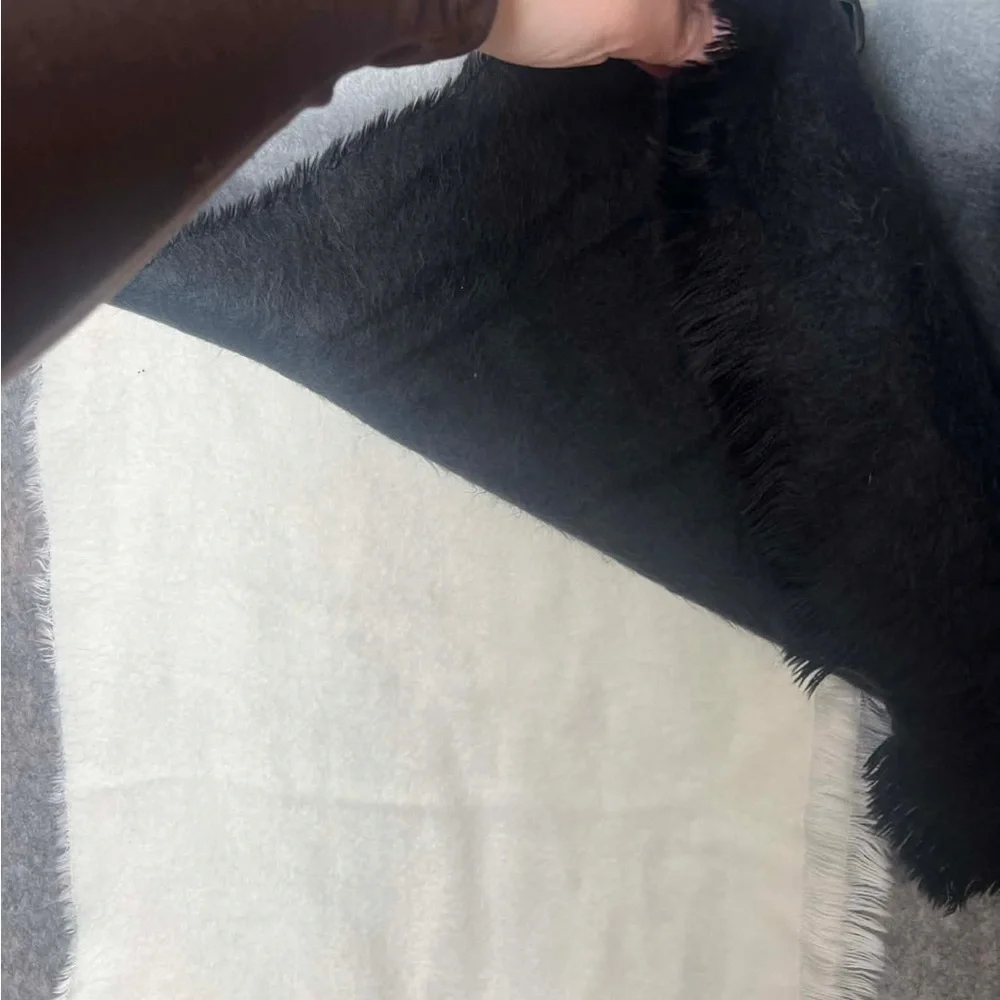 Black‎ and White stylish Fluffy Ombre Scarf